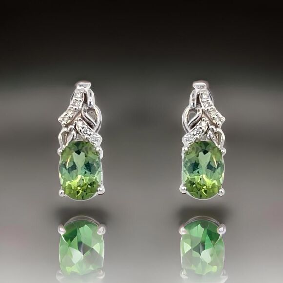 Natural Tourmaline Diamond Earrings 14k Gold 1.57 TCW Certified $3,490 211894 - Picture 1 of 15